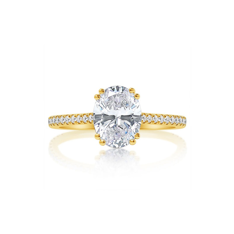 Classique Creations Oval Double Prong Hidden Halo Engagement Ring Z2781V