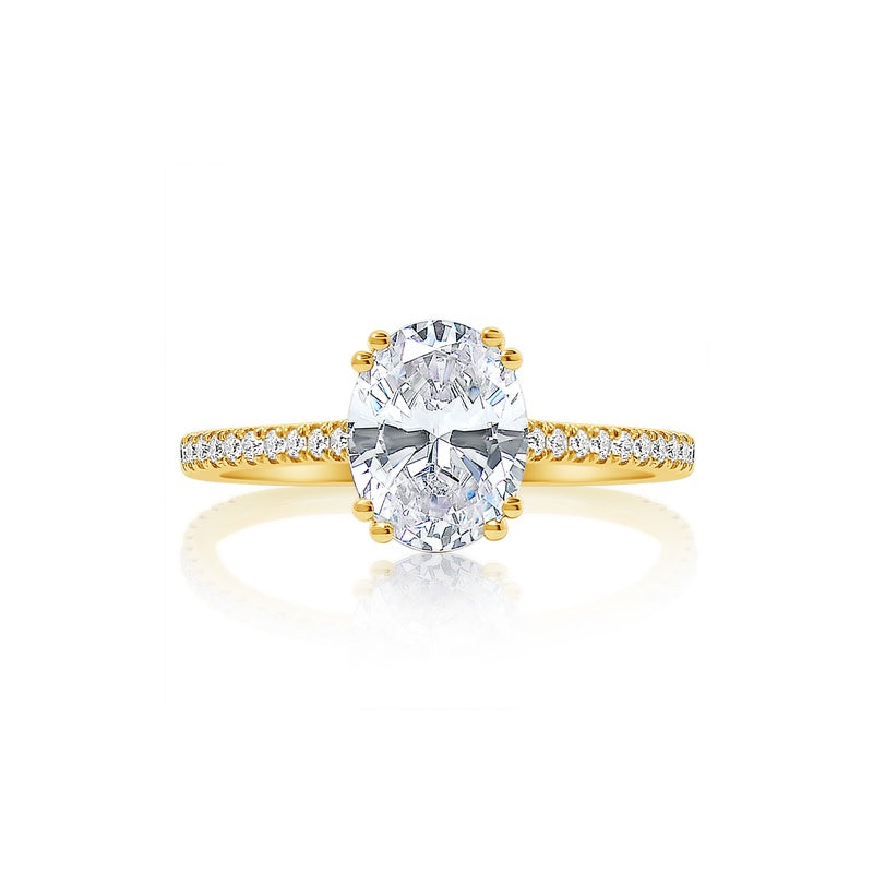 Classique Creations Oval Double Prong Hidden Halo Engagement Ring Z2781V