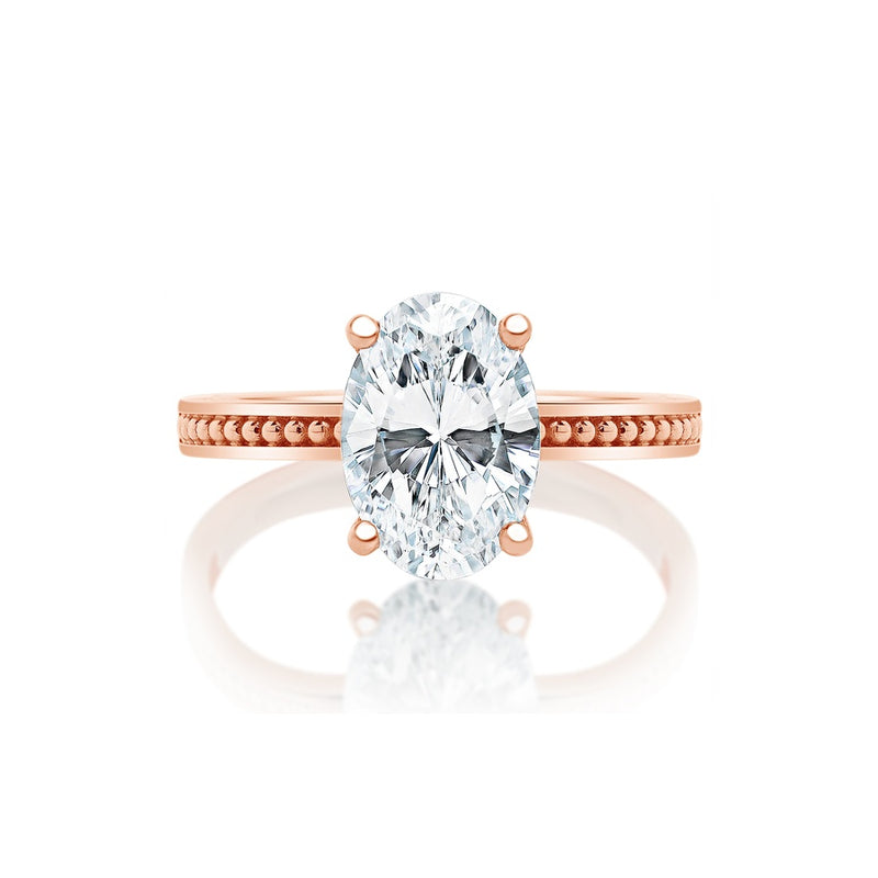 Classique Creations Oval Diamond Beaded Channel Band Engagement Ring Z2133V