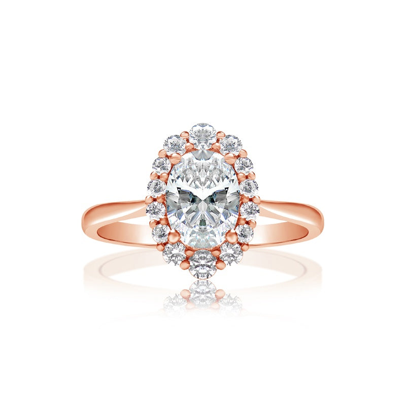 Classique Creations Oval Diamond Halo High Polish Band Engagement Ring Z1734VV