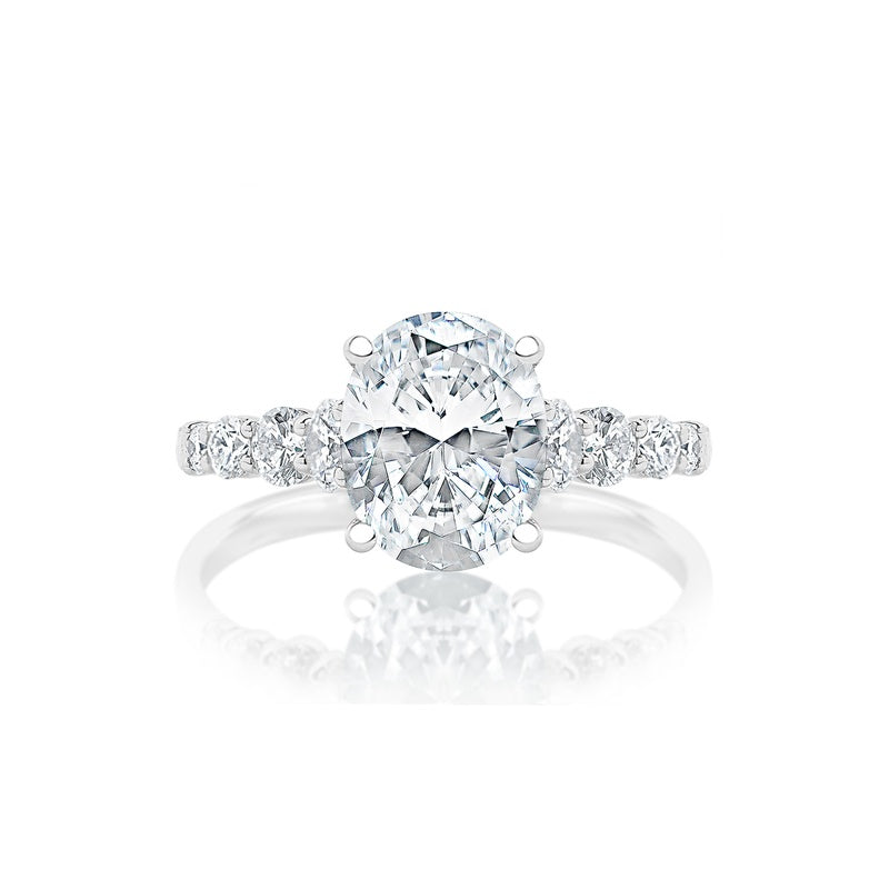 Classique Creations Oval Diamond Round Diamond Graduated Shank Engagement Ring Z1514V