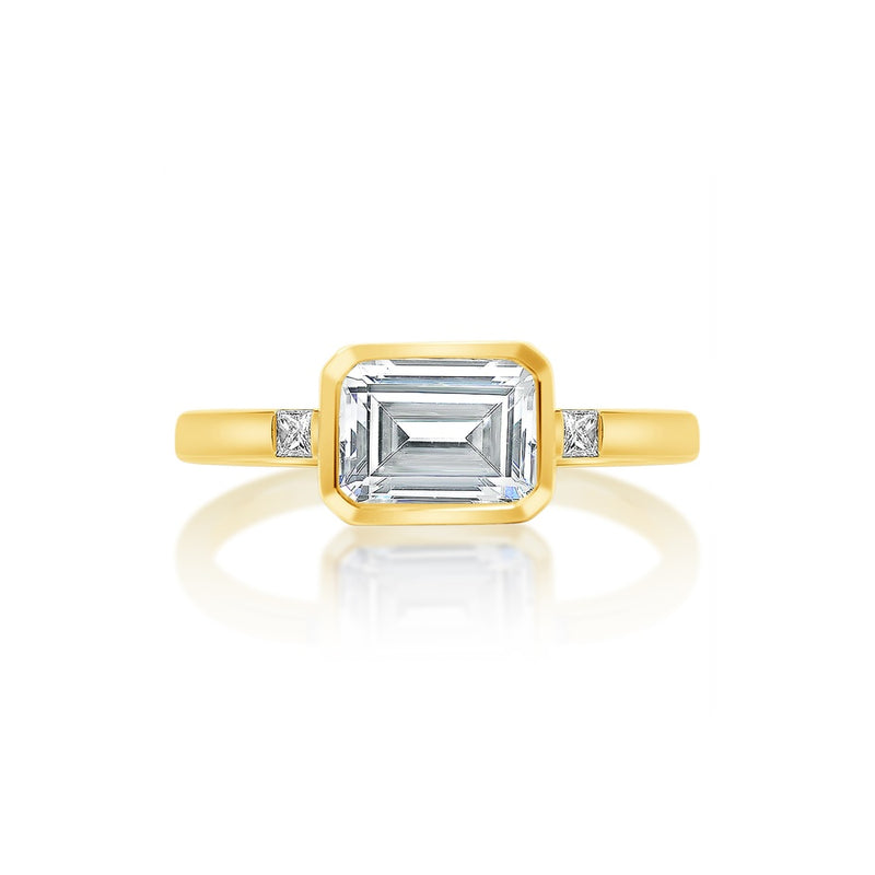 Classique Creations Emerald Diamond Princess Sidestone Engagement Ring Z2962E