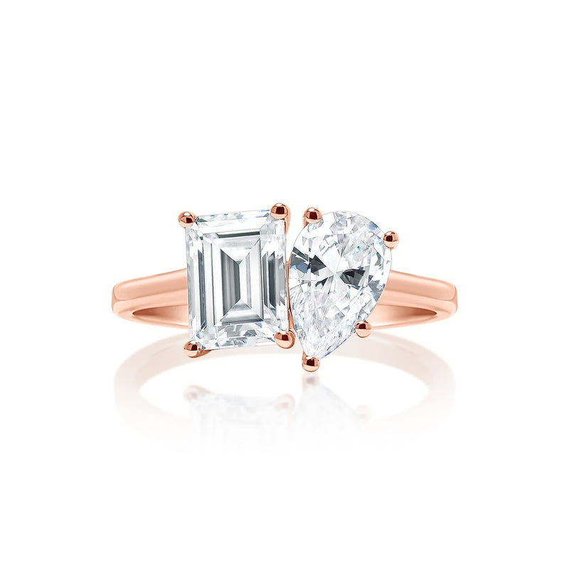 Classique Creations Emerald and Pear Toi et Moi Engagement Ring Z2824TM
