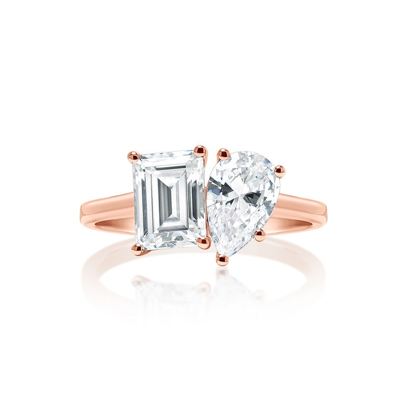 Classique Creations Emerald and Pear Toi et Moi Engagement Ring Z2824TM
