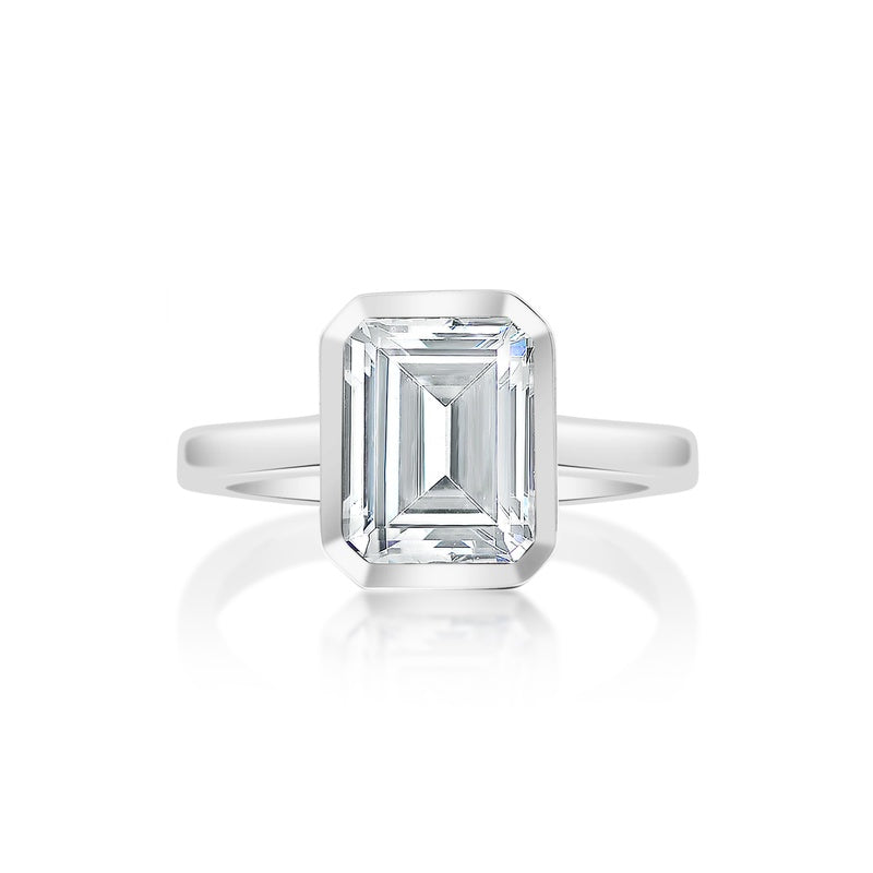 Classique Creations Emerald Bezel Set Solitaire Engagement Ring Z2794E