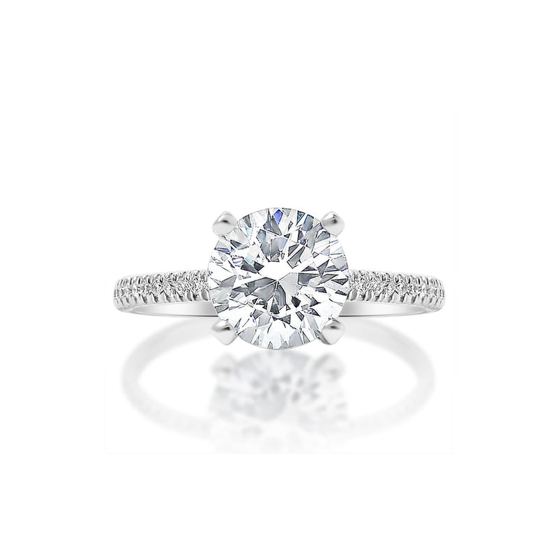 Classique Creations Round Diamond Hidden Halo and Prong Engagement Ring Z1497R