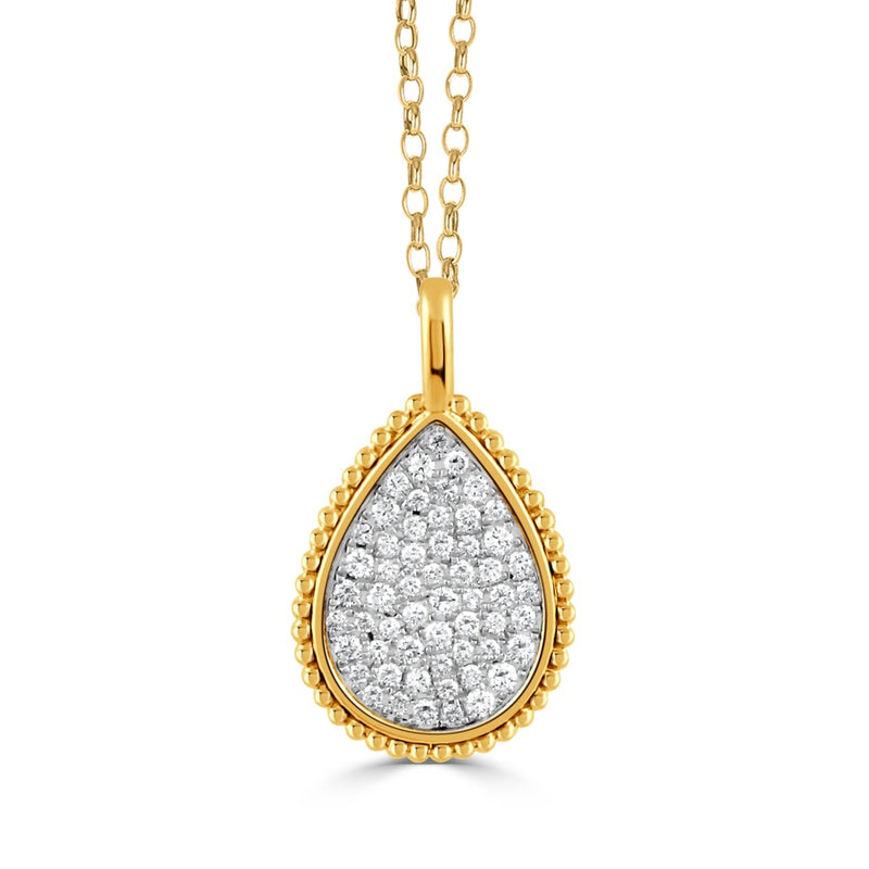 18KTT 57=.62CTW SIGH PEAR PENDANT W/OVAL CHAIN