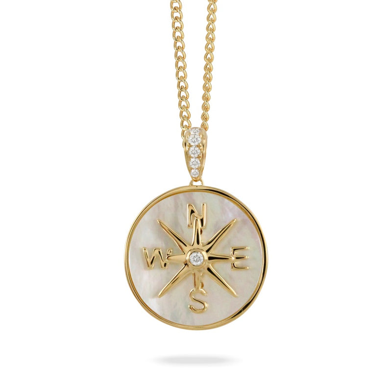 18KY MOP COMPASS PENDANT