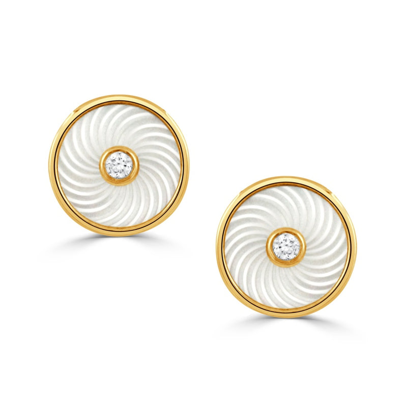 18KY MOP /DIA EARRINGS