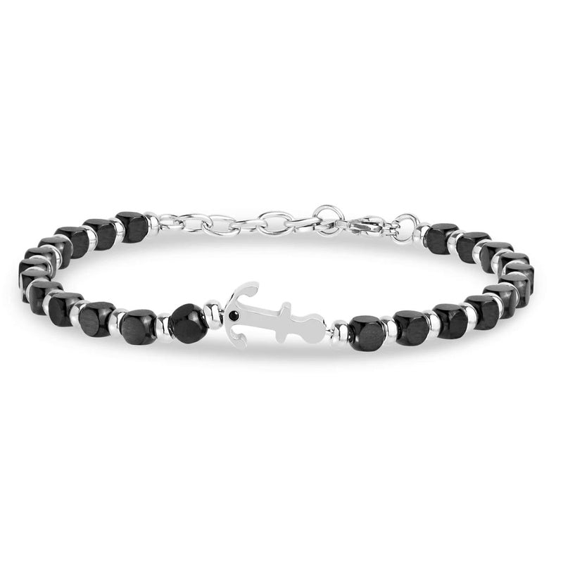 MATTE & POLISHED ANCHOR BEADED BRACELET