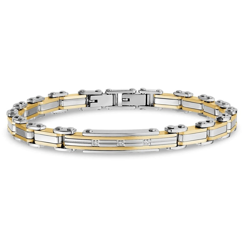 TWO-TONE STEEL & CUBIC ZIRCONIA
