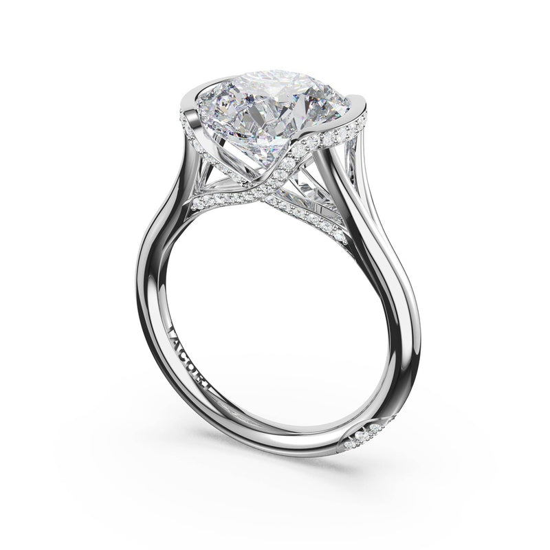 Round East-West Semi Bezel Solitaire Engagement Ring in Platinum