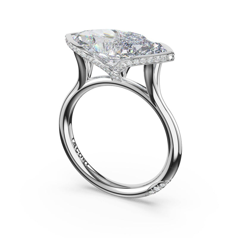 Marquise East-West Semi Bezel Solitaire Engagement Ring in 18kt White Gold