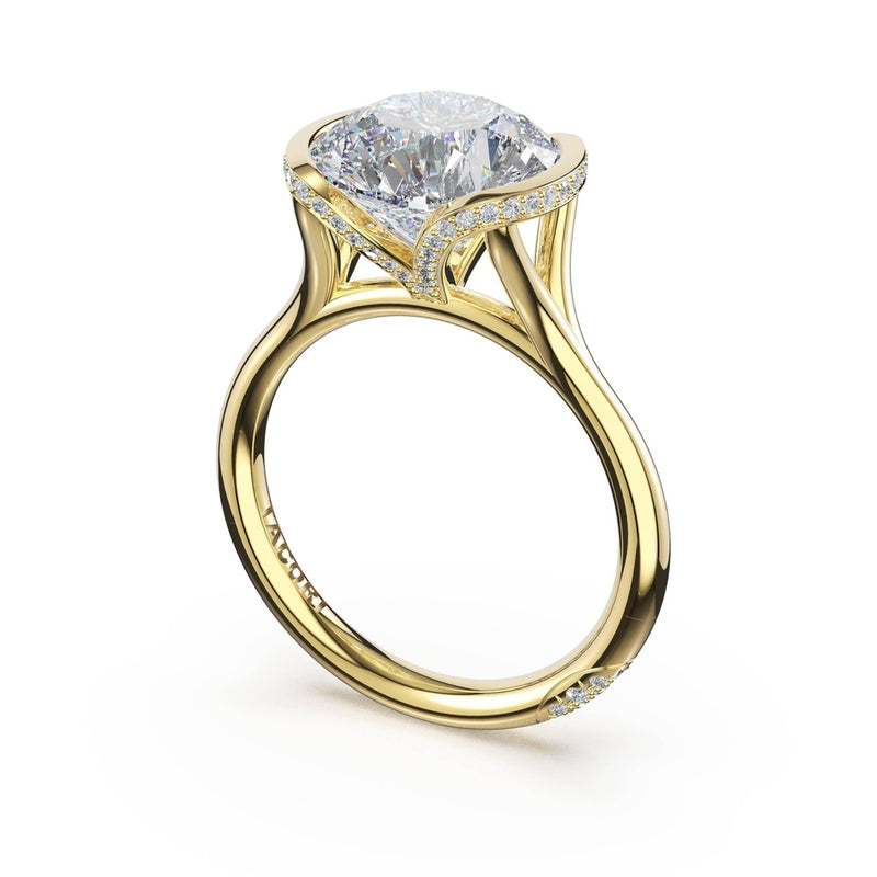 Round East-West Semi Bezel Solitaire Engagement Ring in 18kt Yellow Gold