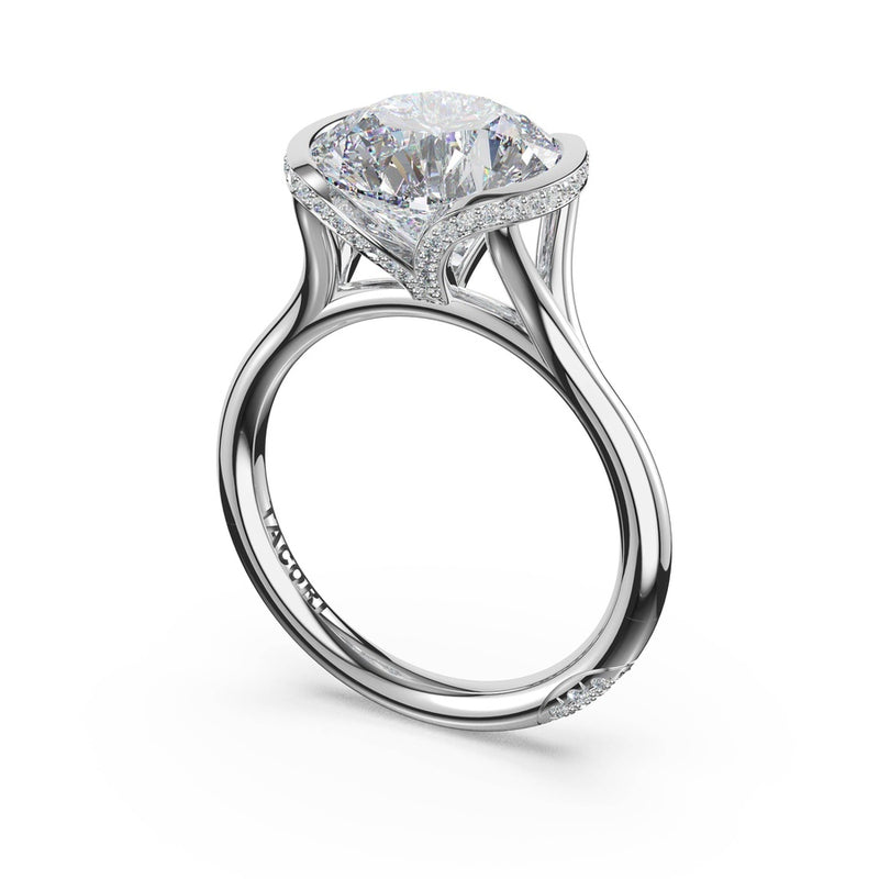 Round East-West Semi Bezel Solitaire Engagement Ring in Platinum