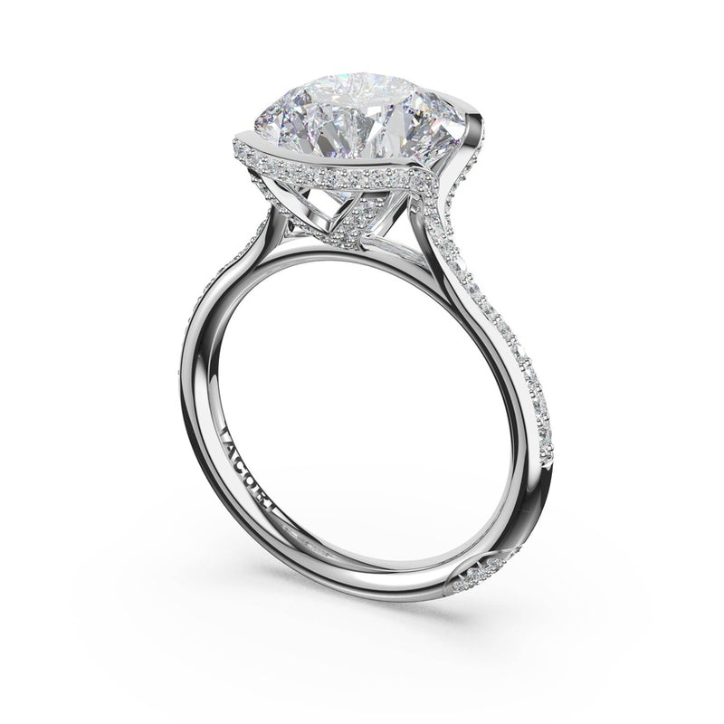 Round North/South Semi-Bezel Pavé-Intense Ring in 18kt White Gold