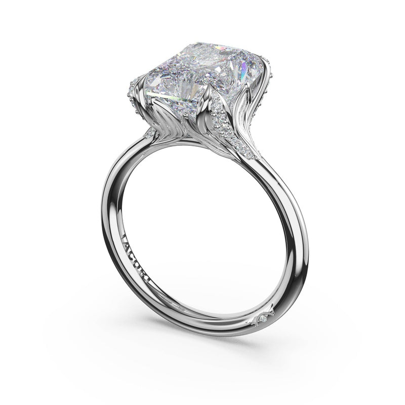 Radiant Petal-Crown Pavé Accent Solitaire in 18kt White Gold