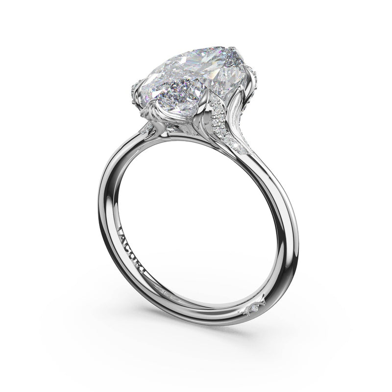 Marquise Petal-Crown Pavé Accent Solitaire in 18kt White Gold