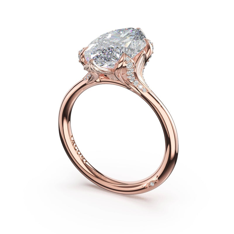 Marquise Petal-Crown Pavé Accent Solitaire in 18kt Rose Gold