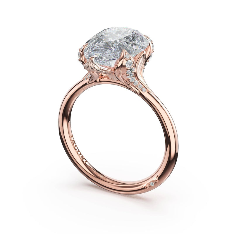 Pear Petal-Crown Pavé Accent Solitaire in 18kt Rose Gold