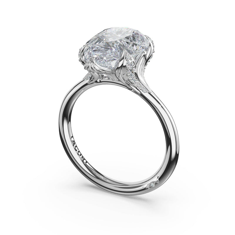 Pear Petal-Crown Pavé Accent Solitaire in Platinum