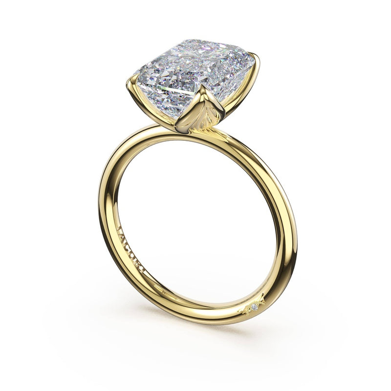 Emerald Sculpted Petal-Prong Solitaire in 18kt Yellow Gold