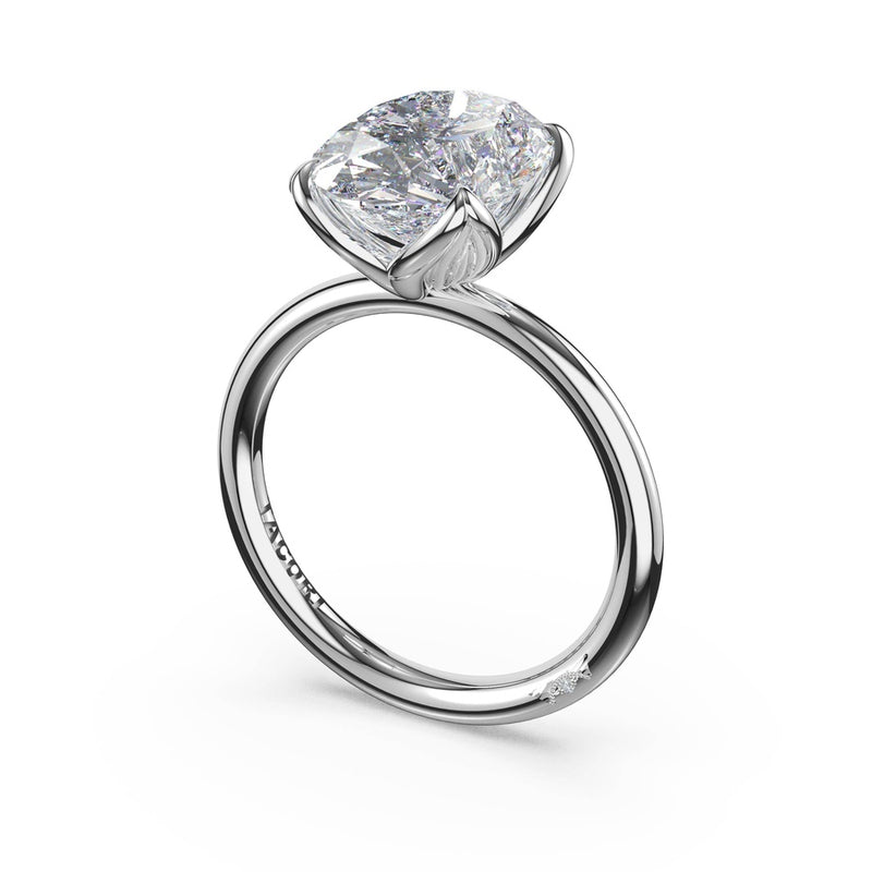 Oval Sculpted Petal-Prong Solitaire in 18kt White Gold