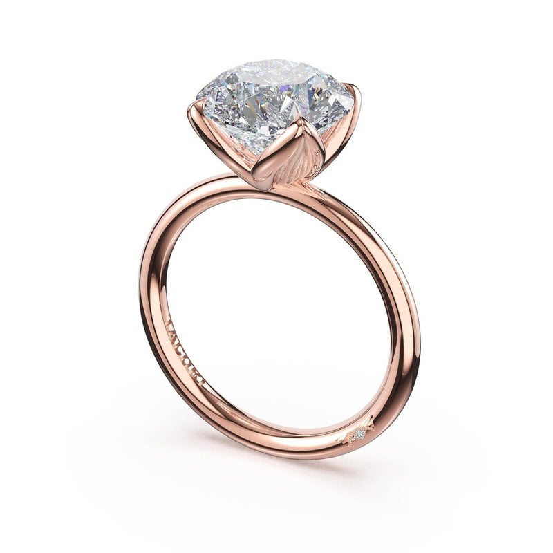 Round Sculpted Petal-Prong Solitaire in 18kt Rose Gold