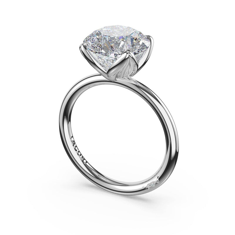 Round Sculpted Petal-Prong Solitaire in Platinum