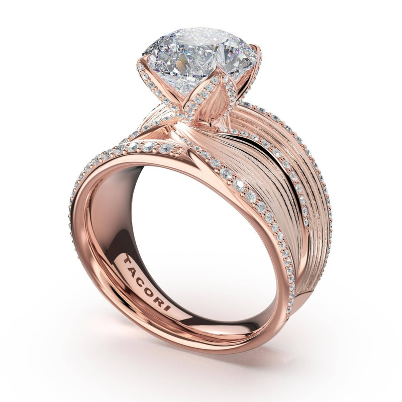 Dahlia Sculpted Double-Petal Pavé Ring in 18kt Rose Gold