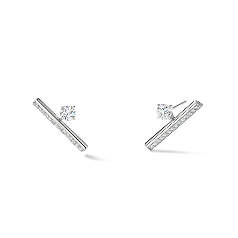Hearts On Fire Barre Floating Single Diamond Pavé Climber Earrings UU2851 : 0.80 : : 18KR : GH/VS