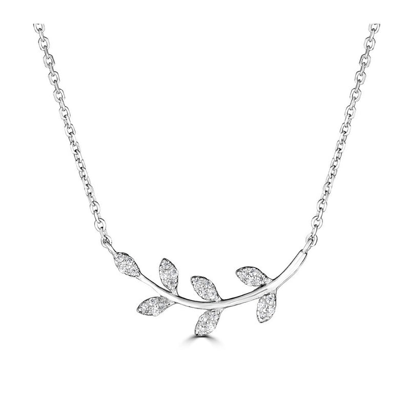 14KY 28=.08CTW SI GH LEAF NECKLACE