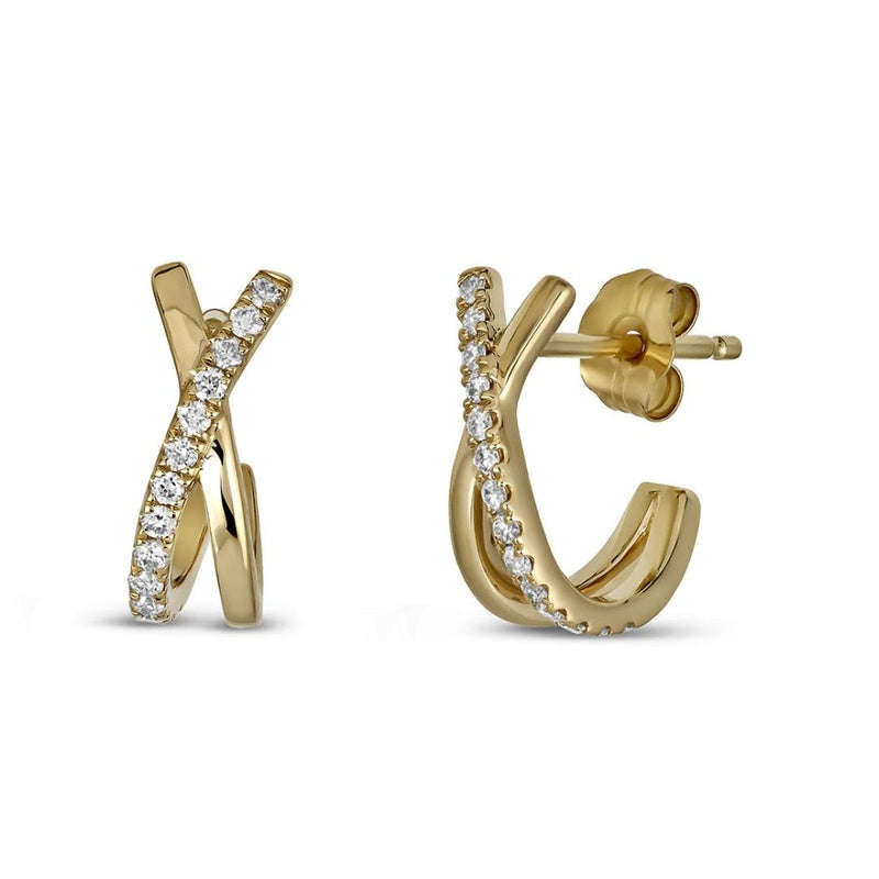 14KW 28=0.14CTW CRISS CROSS EARRINGS