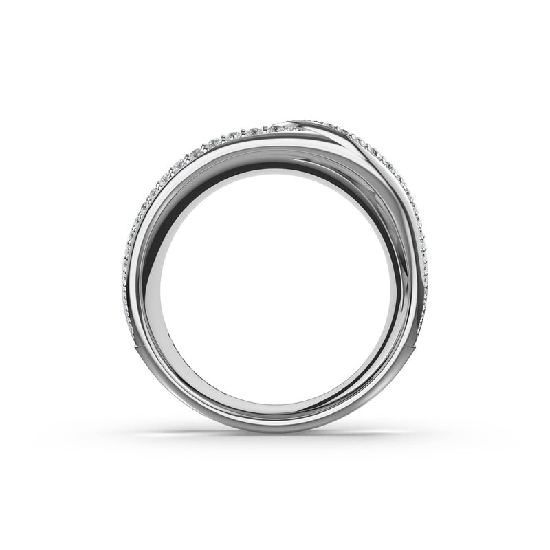 Sculpted Double-Petal Pavé Band in 18kt White Gold