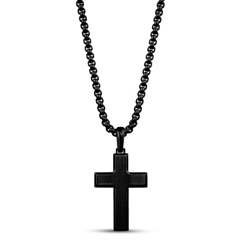 BEVELED EDGE CROSS IN BLACK