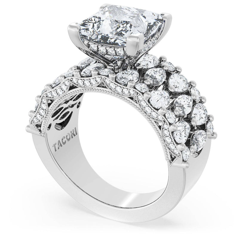 Princess Solitaire Engagement Ring w/ North South Marquise & Pear Band