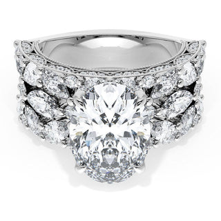 Oval Solitaire Engagement Ring w/ Marquise & Pear Band