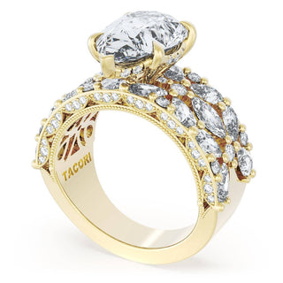 Pear Solitaire Engagement Ring w/ Marquise & Pear Band