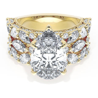 Pear Solitaire Engagement Ring w/ Marquise & Pear Band