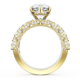 Pear Solitaire Engagement Ring w/ Marquise & Pear Band