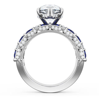 Pear Solitaire Engagement Ring w/ Marquise & Pear Band