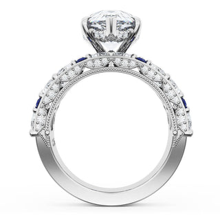 Pear Solitaire Engagement Ring w/ Marquise & Pear Band
