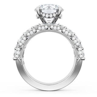 Round Solitaire Engagement Ring w/ Marquise & Pear Band