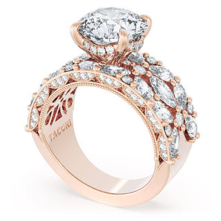 Round Solitaire Engagement Ring w/ Marquise & Pear Band
