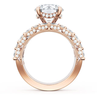 Round Solitaire Engagement Ring w/ Marquise & Pear Band