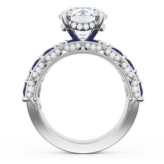Round Solitaire Engagement Ring w/ Marquise & Pear Band