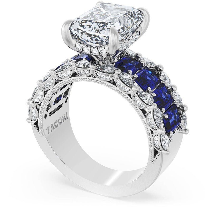 Emerald Solitaire Engagement Ring w/ Emerald & Pear Band