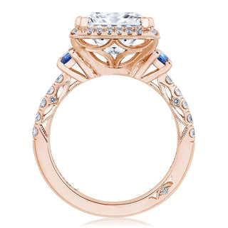 Princess 3-Stone Engagement Ring with Blue Sapphire