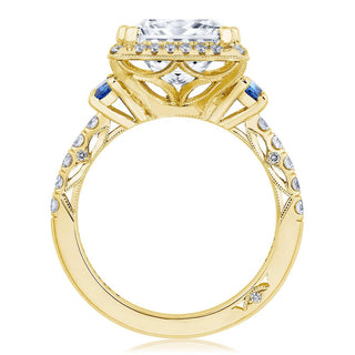 Princess 3-Stone Engagement Ring with Blue Sapphire