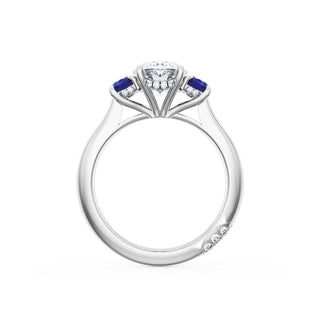 Oval 3-Stone Engagement Ring in Blue Sapphire